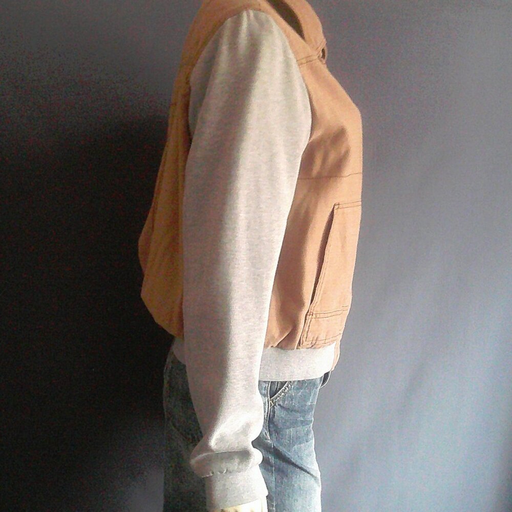 Anthropologie Hei Hei Excursion Tan Cotton Bomber Jacket L - Picture 6 of 8